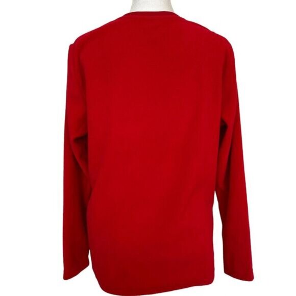 NEW Karen Scott Zeroproof Fleece Pullover Red Christmas Holiday Sled Dog Size MP - Picture 4 of 5